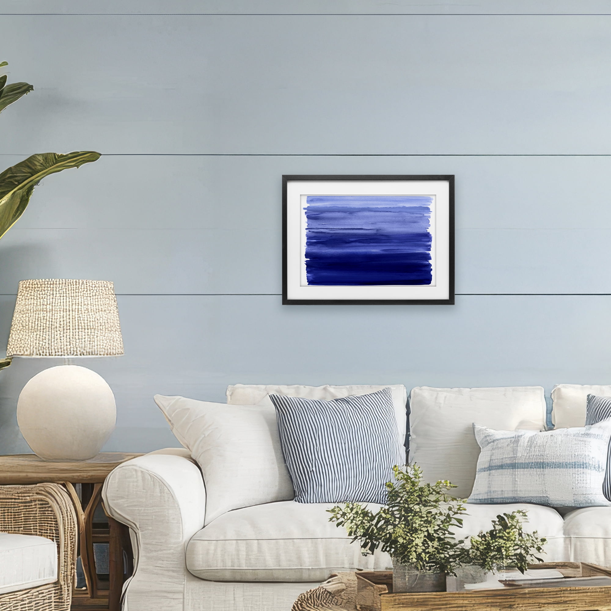 Stupell Industries Oceanic Ombre Blue Black Framed Print Under Glass, design by Allie Corbin