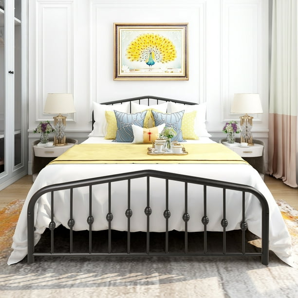 Kepooman Metal Bed Frame With Headboard, Wrought Iron Queen Headboard Only