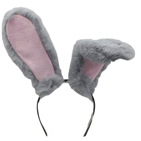 DESIGNICE Headbands for Women Plush Bunny Ears Cosplay Headband Cute Hair Accessory for Women Plush Fabric Stylish Hair Bands for Women's Hair 18x4cm,Gray