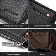 LAORENTOU Bifold Wallet with Coin Pocket for Men, RFID Blocking, Black
