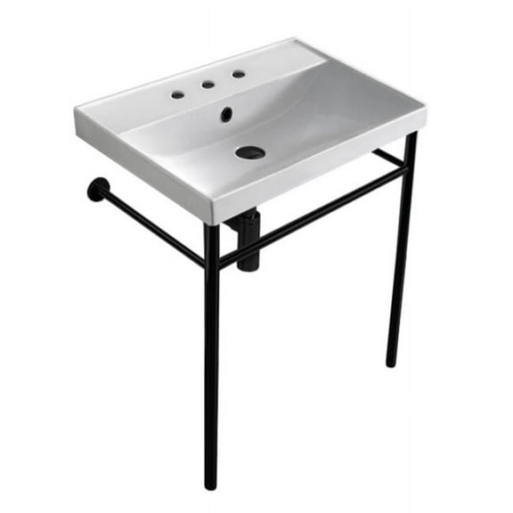 Nameeks 3004-Con-Three Hole Scarabeo 24-1/5" Ceramic Bathroom Sink For Console