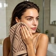 thumbnail image 3 of Geometric Diamond Cotton Hand Towel Coffee Super Absorbent Thickened Pure Cotton Face Towel for Bathroom Daily Use, 3 of 3