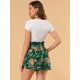 thumbnail image 4 of Pantalones cortos Allegra K bolsa de papel cintura alta pajarita mujer Verde-Floral XL, 4 of 6