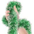 thumbnail image 3 of 2M Christmas Metallic Streamers Green Frost Tip Tinsel Garland Celebrate Holiday Ceiling Hanging Decoration Xmas Party Supplies, 3 of 5