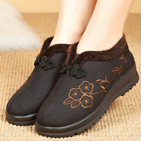 

Womens Boots Snow Outdoor Boots Warm Velvet Women s Padded Toe Plus Embroidery Printed Round Comfortable Shoes Women s Boots Black 7 Boots for Women