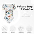 thumbnail image 4 of Rocae Cartoon Space for One Piece Round Neck Short Sleeve Bodysuits for Women Casual Basic Bodysuit Daily Jumpsuit T Shirts-Small, 4 of 7