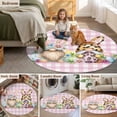 thumbnail image 6 of Easter Gnomes Round Area Rugs Collection 7', Eggs Rabbit Spring Daisy Floral Pink Checkered Non Slip Indoor Circular Throw Runner Rug Floor Mat Carpet for Living Room Dining Table Bedroom Nursery, 6 of 9