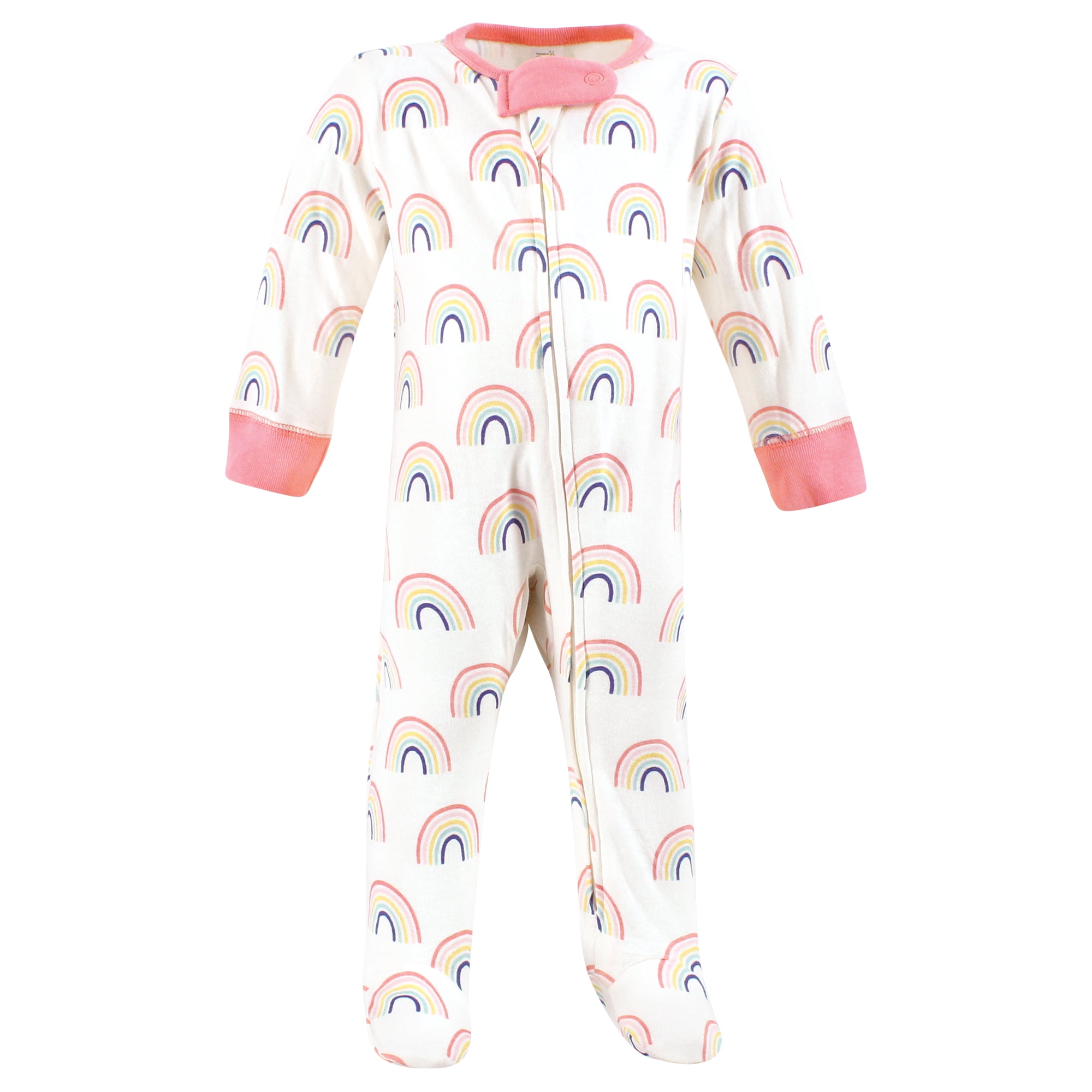 Touched by Nature Baby Girls Organic Cotton Sleep and Play, Rainbows And Sunshine, 0-3 Months