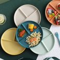 thumbnail image 2 of 1 Pce Plat Divisé en 3 Régimes Assiette Ronde Réutilisable Vaisselle de Cuisine Assiettes à Portions pour Adultes 3 Compartiments Micro-Ondes Vert, 2 of 6