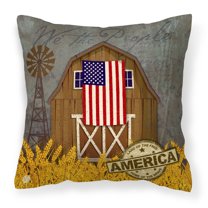 Carolines Treasures VHA3036PW1414 Patriotic Barn Land of Fabric Decorative Pillow
