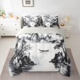 thumbnail image 2 of Homewish Painting Mountain Scenery 7pcs Bedding Comforter Set,Natural Landscape Queen Bedding Sets,White Gray Queen Sheet Sets For Boys Girls,Ultra Soft Home Decor Reversible, 2 of 8