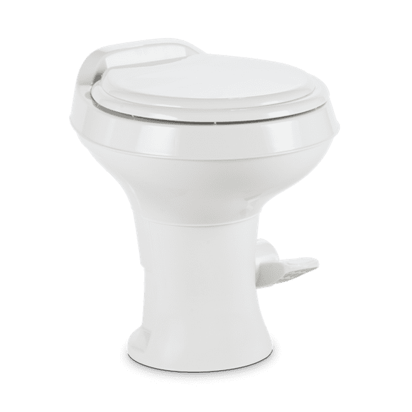 Dometic 300 Series Permanent Toilet | Elongated Seat, Efficient Pedal Flush, Triple-Jet Bowl Rinse, White