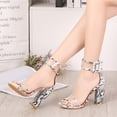 thumbnail image 4 of Moda mujer deslizamiento-dedo hebilla tacones altos tacón grueso zapatos individuales sandalias Wmkox8yii hfjk2314, 4 of 7