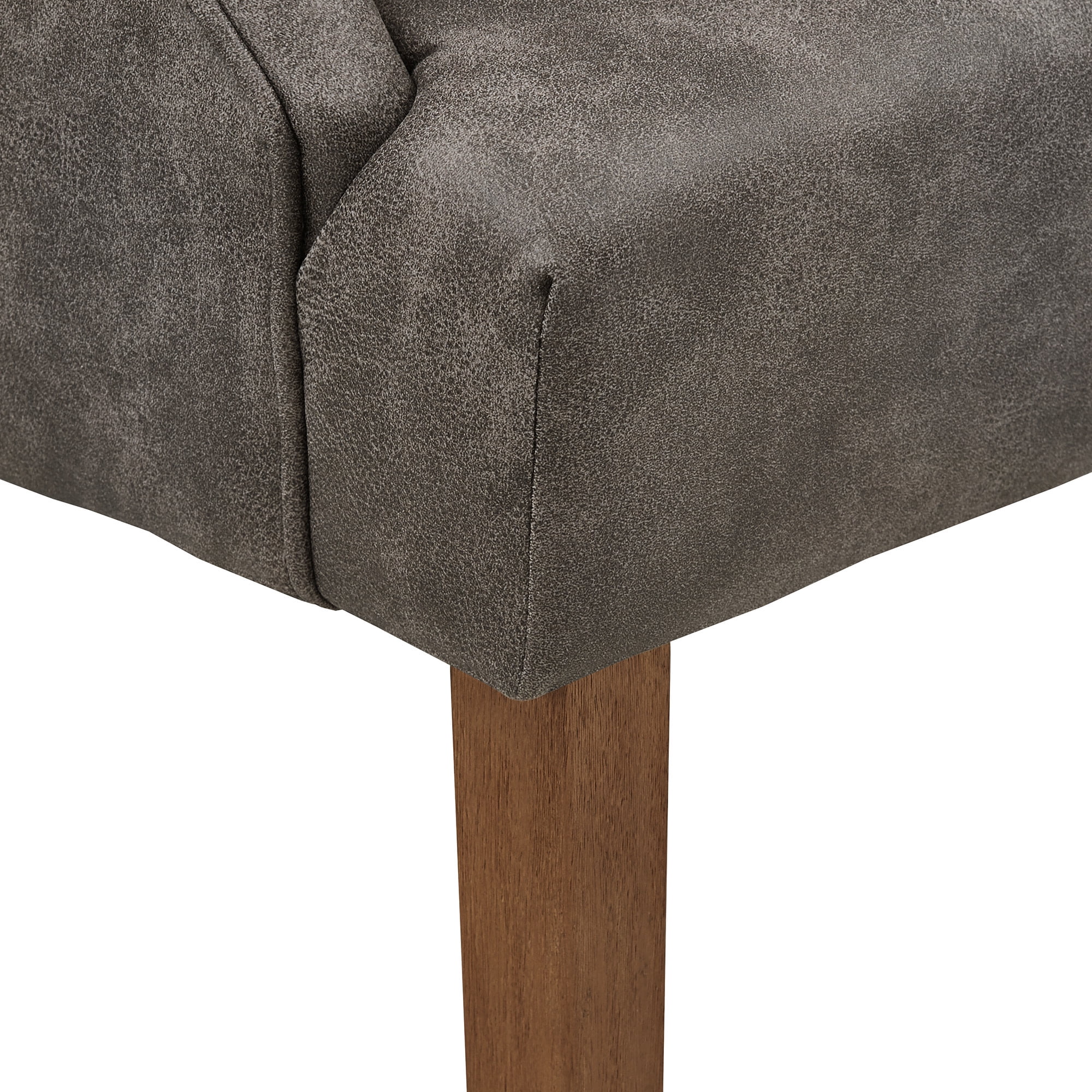 Weston Home Ridgemere Light Distressed Natural Finish Polished Microfiber Tufted Dining Chair, Gray Polished Microfiber