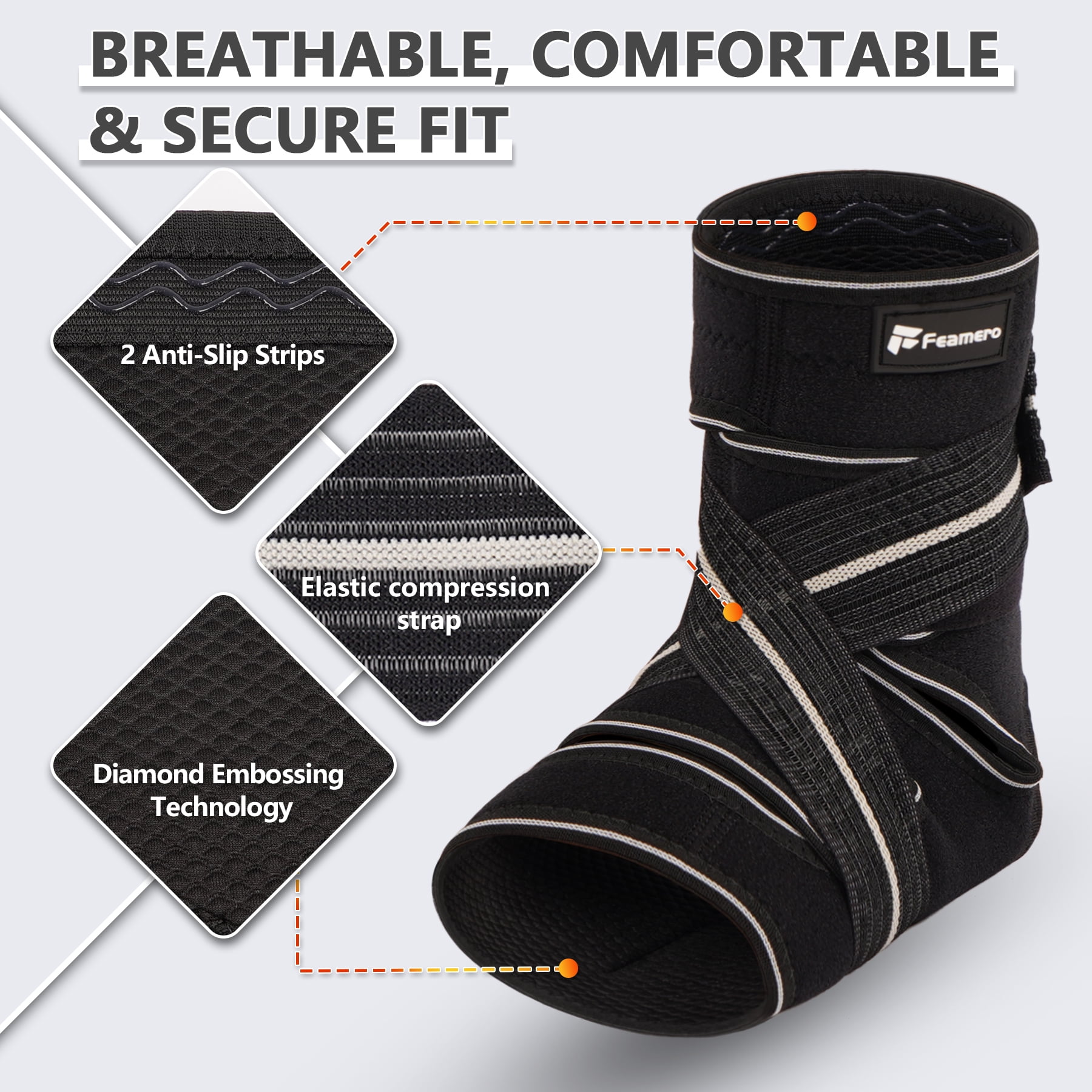 Plus Size Foot Compression Wrap with Elastic Straps for Swollen Feet & Ankles, Ankle Brace for Sprains, Lymphedema, Edema, Diabetic Care & Circulation Relief for Women and Men - XL/2XL/3XL