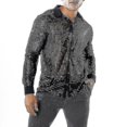 thumbnail image 1 of Top de malla con lentejuelas brillantes para hombre, camisa de baile disco de los años 60 y 70, 1 of 5