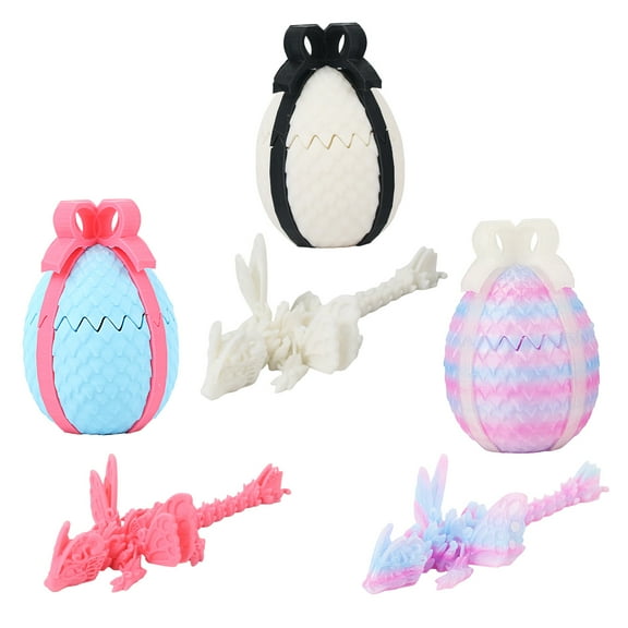 3D printed gift dragon egg, Easter surprise filled egg gift, with dragon inside the egg, creative butterfly bow egg toy, collection decoration and gift giving