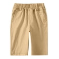thumbnail image 5 of HAOTAGS Boys Shorts with Pockets,Elastic Waistband Stretch Slim Summer School Uniforms Shorts Khaki Size 9, 5 of 8