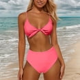 thumbnail image 2 of NINGMENG Bikinis for Women Summer Solid Color Spaghetti Strap Bra And Panty Set High Waisted Sexy Two Piece Tankini Swimsuits For Women Bathing Suits,Red,XL, 2 of 5