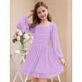 thumbnail image 6 of Lanbubble Girls Dresses Puff Long Sleeve Square Neck Homecoming Dress Cute A-Line Purple Dress For Teens 8-14 Years, 6 of 6