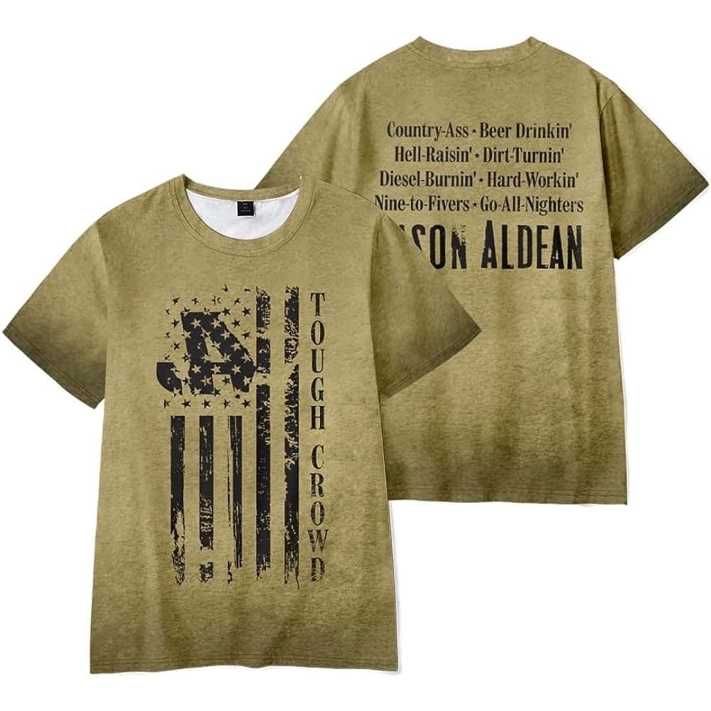 Jason Aldean Merch Tough Crowd T-Shirt Tee Cosplay Men/Women