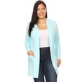 thumbnail image 2 of Women's Solid Casual Plus Size Pockets Knit Duster Cardigan Sweater/Made in USA, 2 of 5