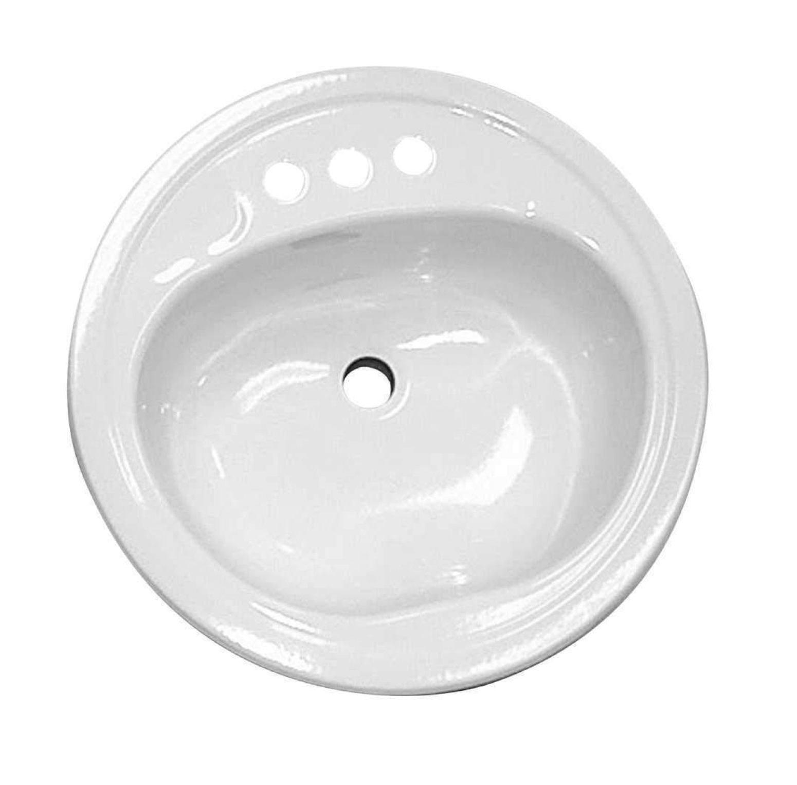 XYX 021-2437-00 Bathroom Sink, Round, Steel, 19", White