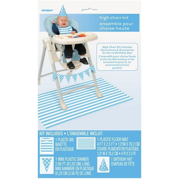 Blue Birthday High Chair Decorating Kit, 4pc