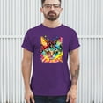 thumbnail image 3 of Tee Hunt Dean Russo Eyes Cat T-Shirt Neon Colorful Cute Kitten Men's Tee, Purple, Small, 3 of 5