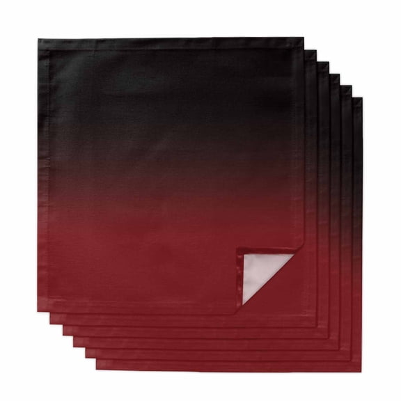 Black Red Ombre Cloth Napkins, Modern Abstract Art Gradient Washable and Reusable Dinner Napkins Set of 6, Table Napkin for Kitchen Party Birthday Wedding Hotel Housewarming 20"x20"