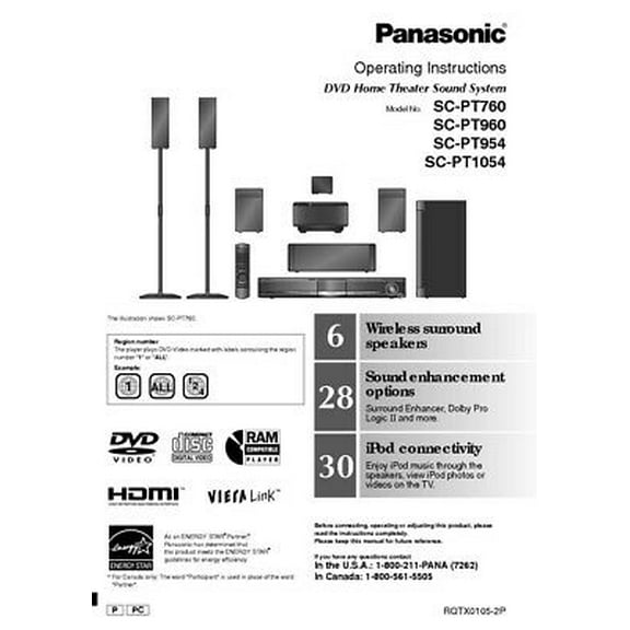 Panasonic SA-PT760 SA-PT960 SA-PT954 SA-PT1054 Home Theater Instruction Manual REPRINT