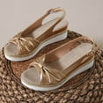 thumbnail image 4 of Sandal for Women,Sandals Large Size Rope Bow Wedge Casual Sandals for Women,Breathable Slippers Shoes Sandals(Color:Gold,Size:6.5), 4 of 8