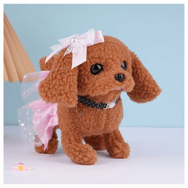 Electric plush toy puppy simulation wearing apron, running, barking, nodding, wagging tail, children's toy doll