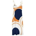 thumbnail image 6 of Navy orange and white abstract circle design Sleeveless Dress Women's summer suit, 6 of 6