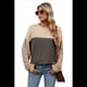 thumbnail image 1 of Camisa Holgada Informal de Punto con Cuello Redondo y Larga con Bloques de Color para Mujer, Color Gris Oscuro, Talla XL, 1 of 6