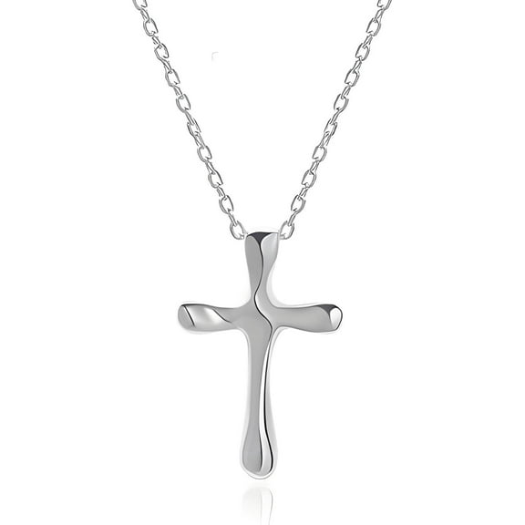 FARONZE 925 Sterling Silver Cross Necklace with Box Chain for Woman,Simple and Stylish