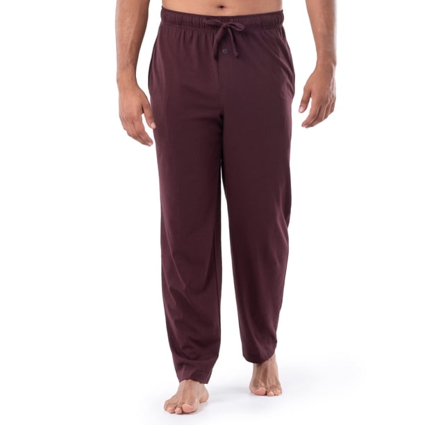 Pantalón para dormir de punto Fruit of the Loom para hombre, color rojo oscuro