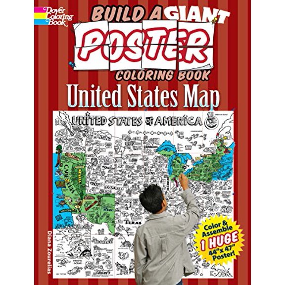 Pre-Owned Build a Giant Poster Coloring Book -- United States Map (Paperback) 0486491528 9780486491523