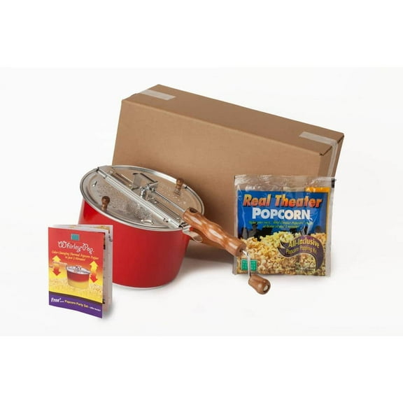 2-Piece Aluminum Color Changing Stovetop Popcorn Popper Set with Real Theater All-Inclusive Popping Kit