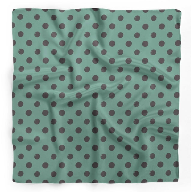 Bimba Green Circle Geometric Printed Pure Silk Scarf For Hair Neck Head Bandanas For Women 40 x 80 Inches