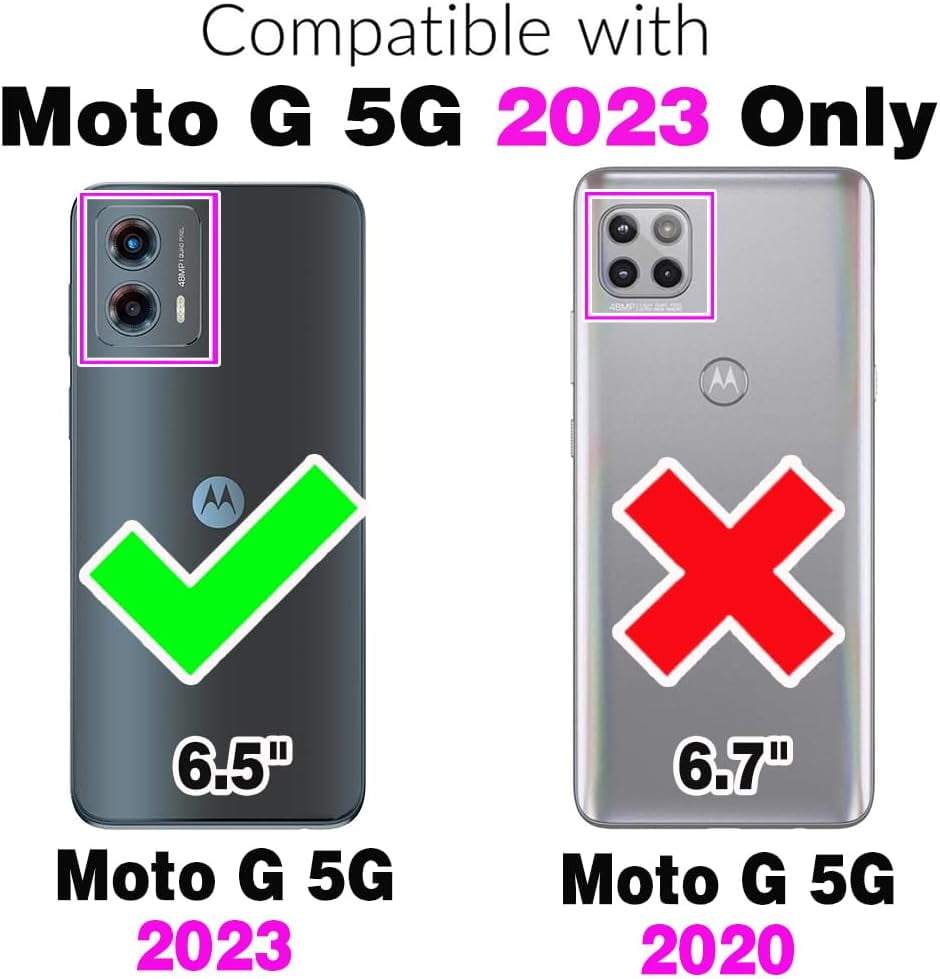 Asuwish Phone Case for Motorola Moto G 5G 2023 Zipper Wallet Detachable Cell Cover with Tempered Glass Screen Protector Crossbody Lanyard Strap Flip Card Holder Slot G5G 5 G G5 Women Men Girls Blue