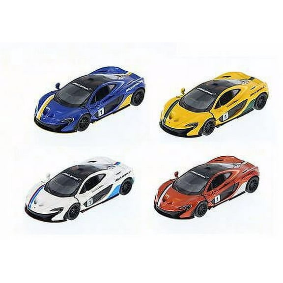 4PC Set: Kinsmart 5" McLaren P1 Stripes Exclusive Edition Diecast Model Car 1:36