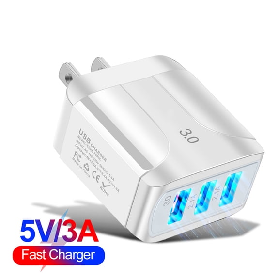 Gogusuu Clearance Sale Adapter, US QC 3.0 Quick Charger 3A USB Plug Three Power Ports Travel Charger For Phone