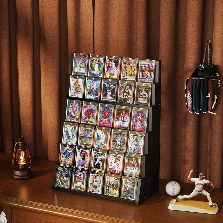 Sfugno Trading Card Display Stand, 6 Tier Wood Vertical Holder