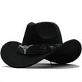 thumbnail image 2 of West cowboy hat Chapeu black wool man Wome hat Hombre Jazz hat Cowgirl large hat for men sombreros 56-58Cm, 2 of 7