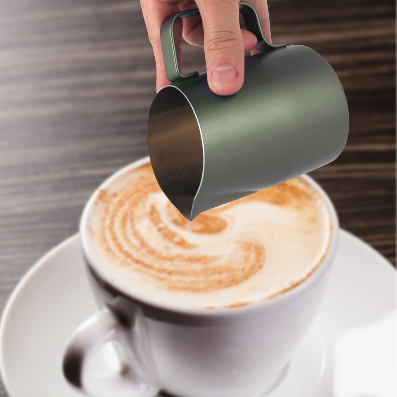 Fiocias 450/600 ml Milk Frothing Pitcher, Oblique Mouth Easy Clean Milk Frothing Jug for Green 450ML