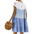 thumbnail image 4 of Lumento Womens Dresses Summer Ruffled Short Sleeve T Shirt Dress Color Block Casual Loose Knee Length Dresses Crewneck Flowy Swing Dress, 4 of 4