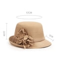 thumbnail image 3 of Women Vintage Felt Cloche Hats LSONABXA Imitation Wool Flowers Bucket Cloche Bowler Hat Flat Brim Inner Lining Winter Spring Autumn Wedding Tea Parties Daily Wear Black, 3 of 4