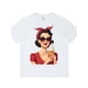 thumbnail image 1 of Women's Retro Polka Dot Lady & Ice Cream Graphic T-Shirt - Black Casual Short Sleeve Round Neck Top, Breathable Stretchy Fabric for All-Season Comfort, Machine Washable Sporty Tee, Ladies T Shirt, 1 of 6