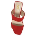 thumbnail image 4 of YDN Women Slip on Double Strap Platform Mules Open Square Toe High Block Heels Casual Dress Work Slide Sandals Size 5.5 Red, 4 of 5
